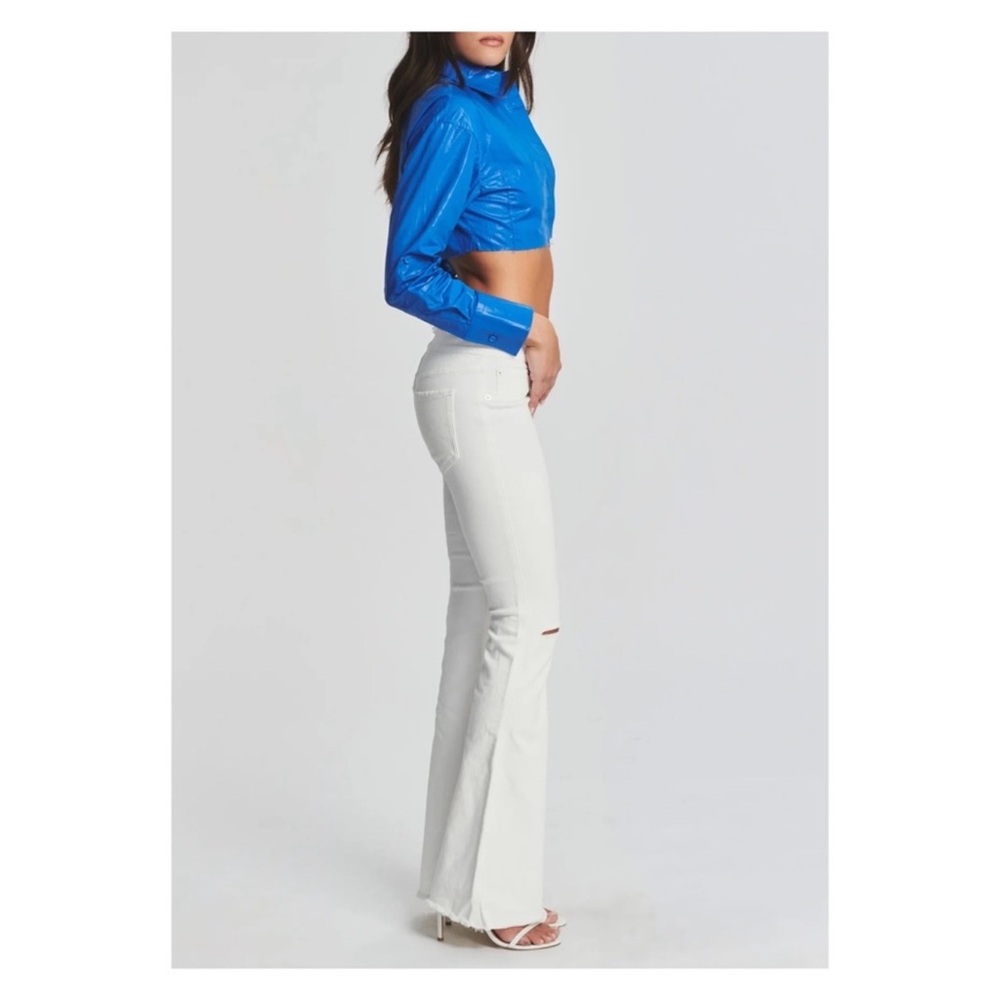 New! NWT SER.O.YA OLIVIA Distressed Frayed Mid Rise Flare Jeans - Picture 5 of 12